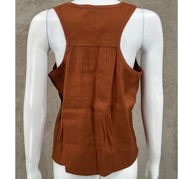 Cabi Top‎ Womens Medium Brown Sienna Cruise Sleeveless Linen Button Up Layers - Picture 5 of 10